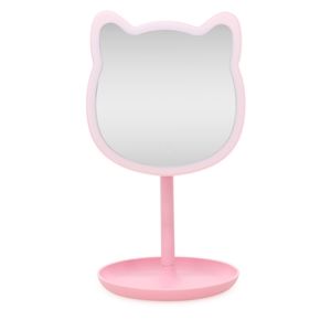 Vanity mirror cat pink led light
